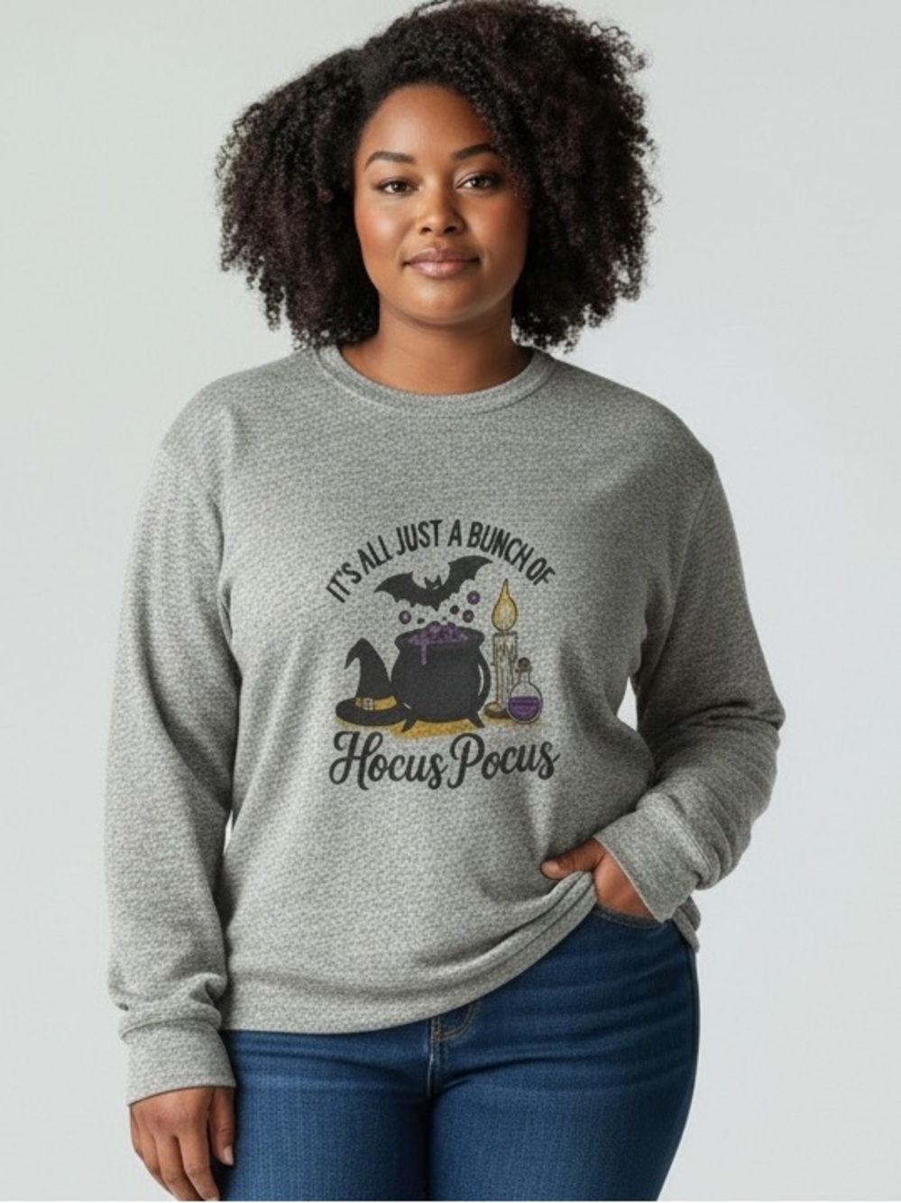Zenana PLUS SOFT MELANGE HACCI ROUND NECK LONG SLV TEE